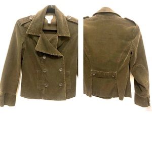 Talbots Olive Corduroy Pea Coat